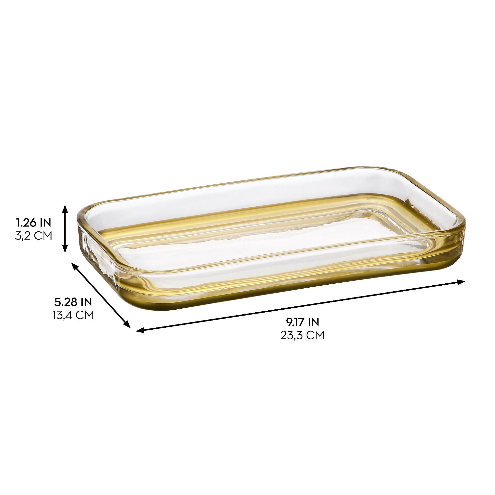 mDesign Glass Accessory Tray, Clear/Soft Brass (26040)