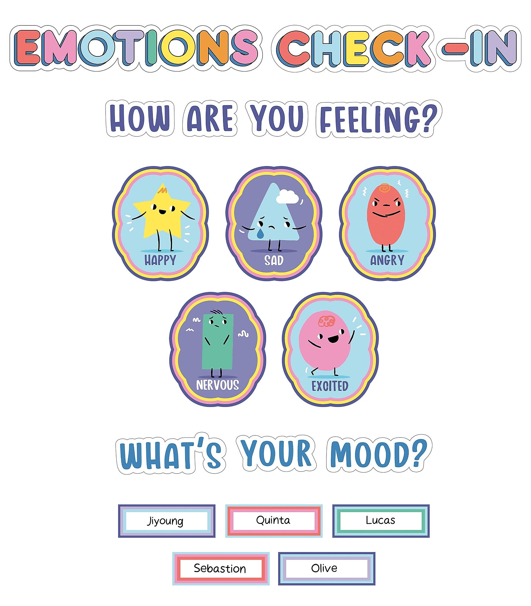Carson Dellosa Education We Stick Together Emotions Check-In Bulletin Board Set, 46 Pieces (CDP110532)