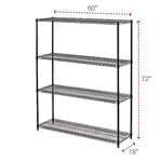 Alera All-Purpose Wire Shelving Starter Kit, 4-Shelf, 60 X 18 X 72, Black Anthracite+