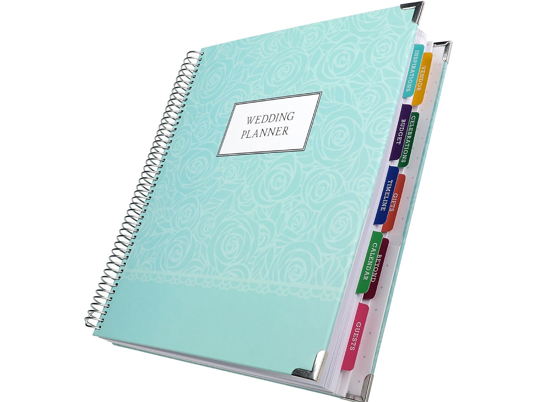 Global Printed Products 9" x 11" Wedding Planner, Hardcover, Teal/Silver (GPP-PLNR-SLV)