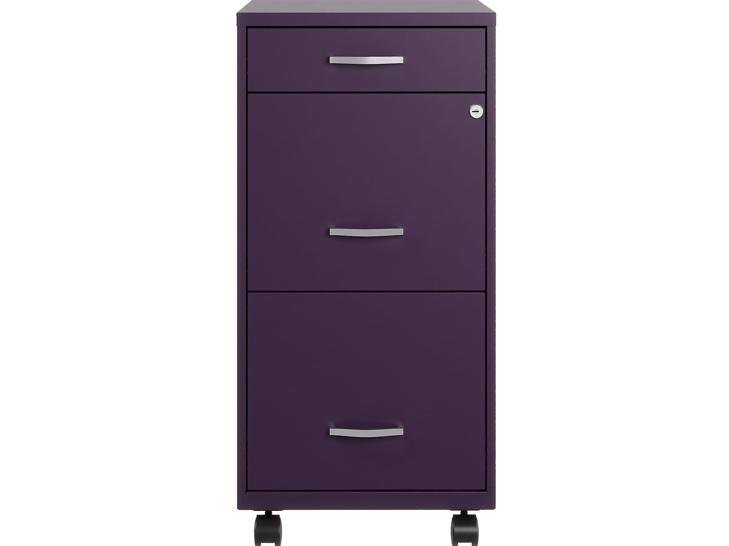 Space Solutions SOHO Organizer 3-Drawer Mobile Vertical File Cabinet, Letter Size, Lockable, Midnight Purple (25285)