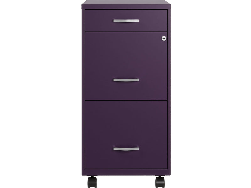 Space Solutions SOHO Organizer 3-Drawer Mobile Vertical File Cabinet, Letter Size, Lockable, Midnight Purple (25285)