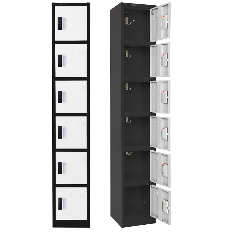 AdirOffice 72"H 6-Tier Black/White Storage Locker (ADI629-206-B-W-DL)