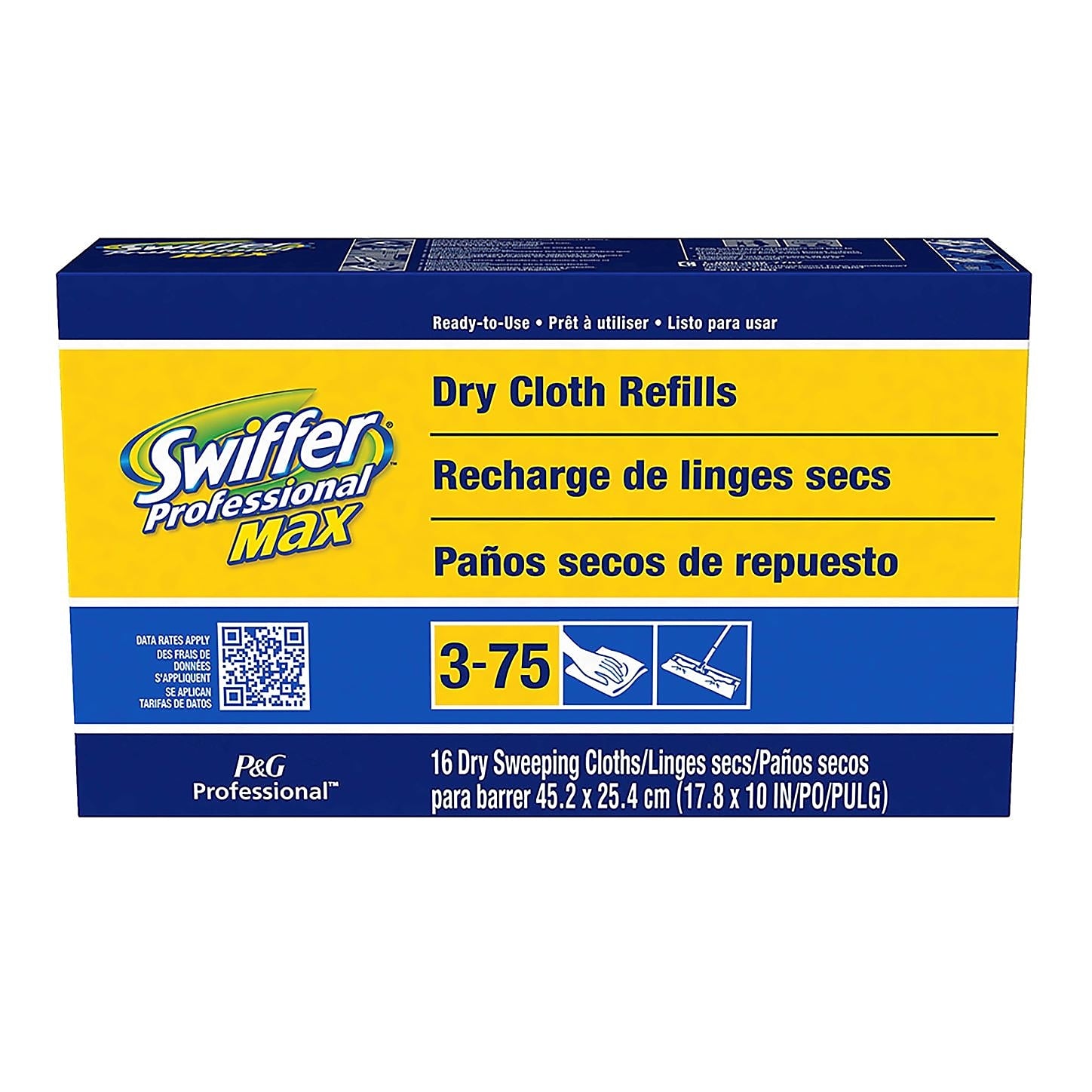 Swiffer Professional Max Cotton Dry Cloths, White, 96/Carton (37109)