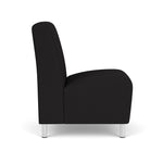 Lesro Ravenna Fabric Guest Chair, Armless, Open House Black/Brushed Steel (RV1102.FBS-01OHBK)