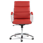 Neratoli, Mid-Back Swivel/Tilt Chair, Red Soft-Touch Leather, Chrome Frame