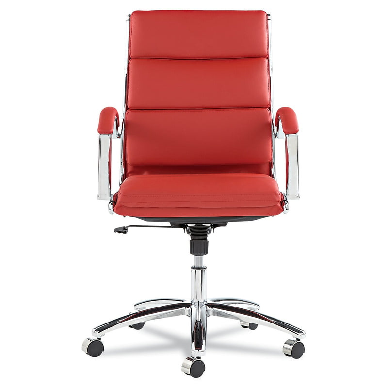 Neratoli, Mid-Back Swivel/Tilt Chair, Red Soft-Touch Leather, Chrome Frame