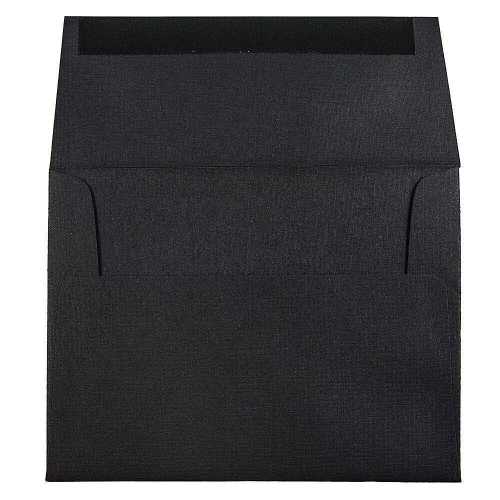 JAM Paper A2 Booklet Envelope 4 3/8" x 5 3/4", Black Linen, 100/Pack (64345d)