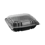 Pactiv Evergreen EarthChoice Vented Dual Color Microwavable Hinged Lid Container, 66oz, Black/Clear, Plastic, 132/CT