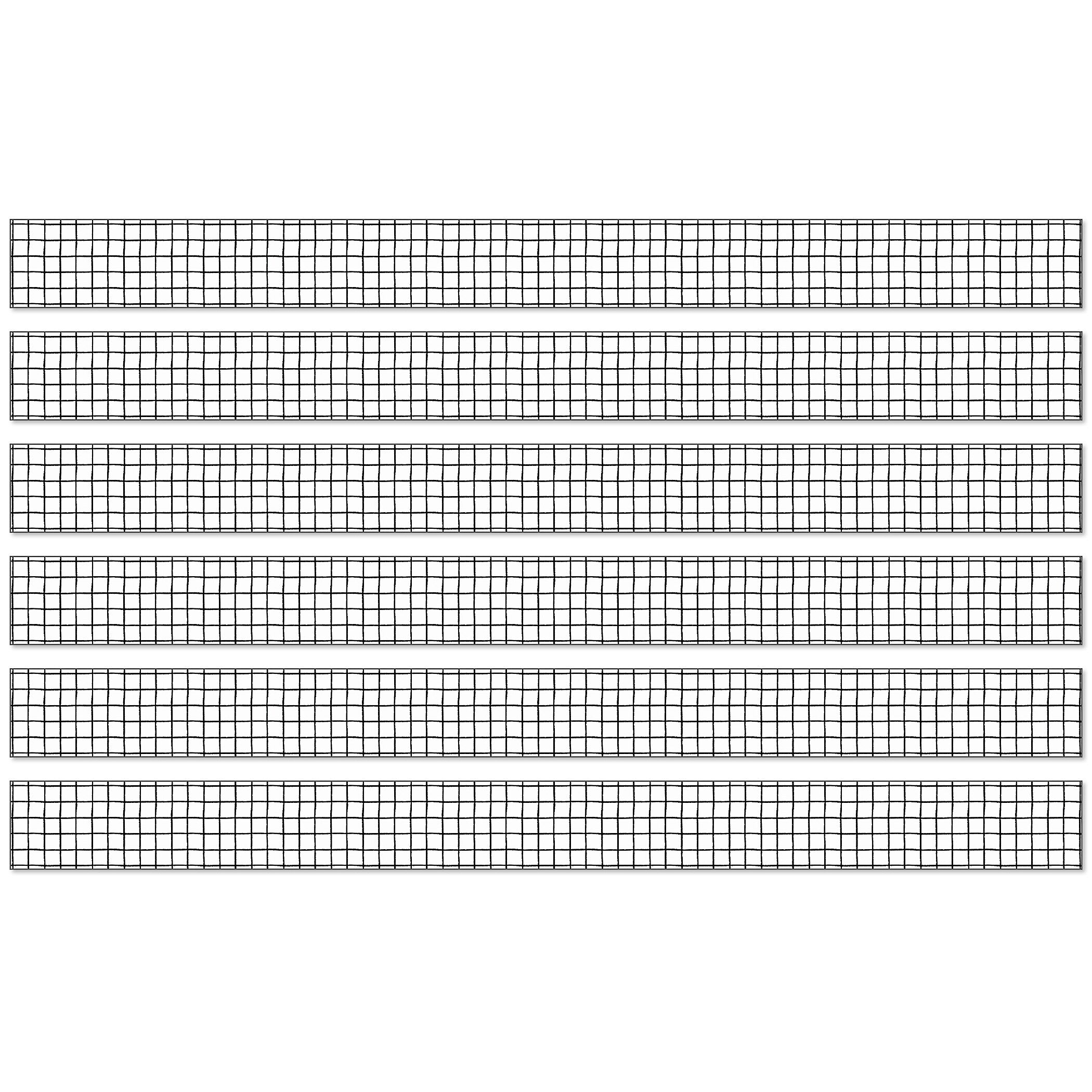 Happily Ever Elementary Creatively Inspired Straight Borders, 3" x 3', Black/White Grid, 6/Bundle (CD-108501-6)