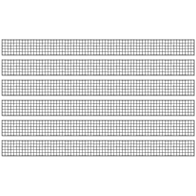 Happily Ever Elementary Creatively Inspired Straight Borders, 3" x 3', Black/White Grid, 6/Bundle (CD-108501-6)