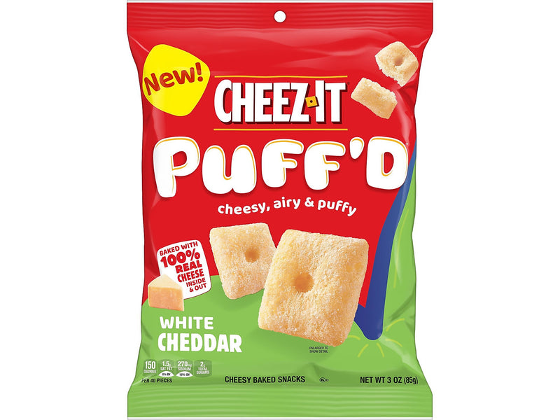 Cheez-It Puff'd Snack Crackers, White Cheddar, 3 Oz., 6/Carton (2410000024)