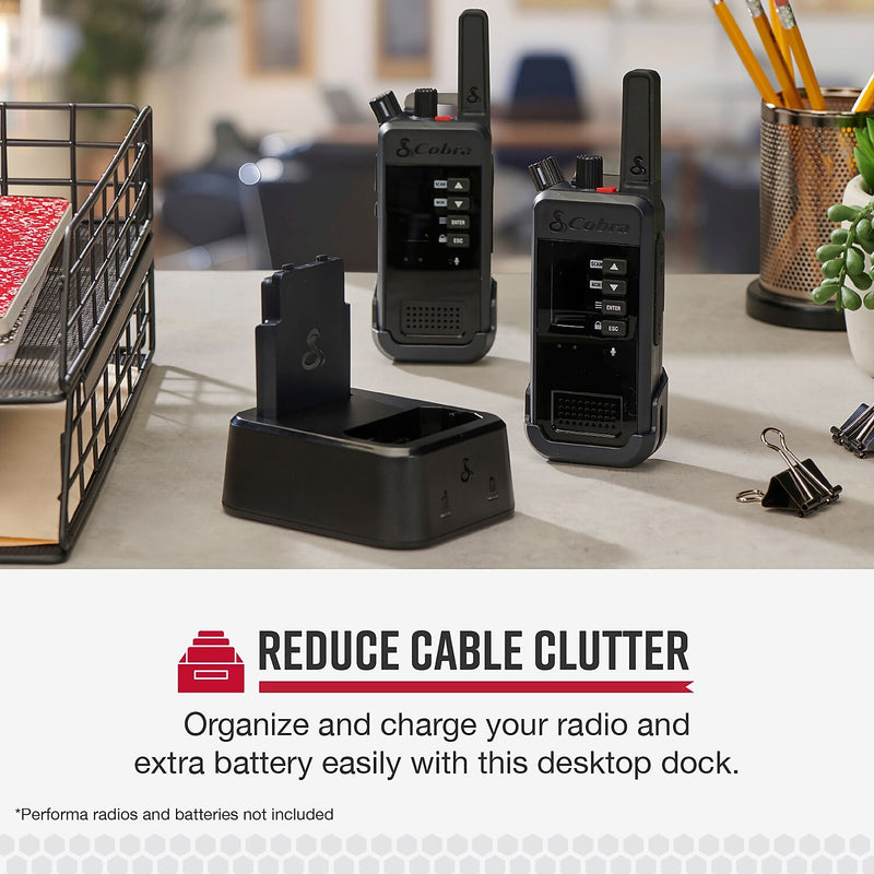 Cobra Single Dock Charger for Cobra Performa 400/450 2-Way Handheld Business Radios, Black (0010077-1)