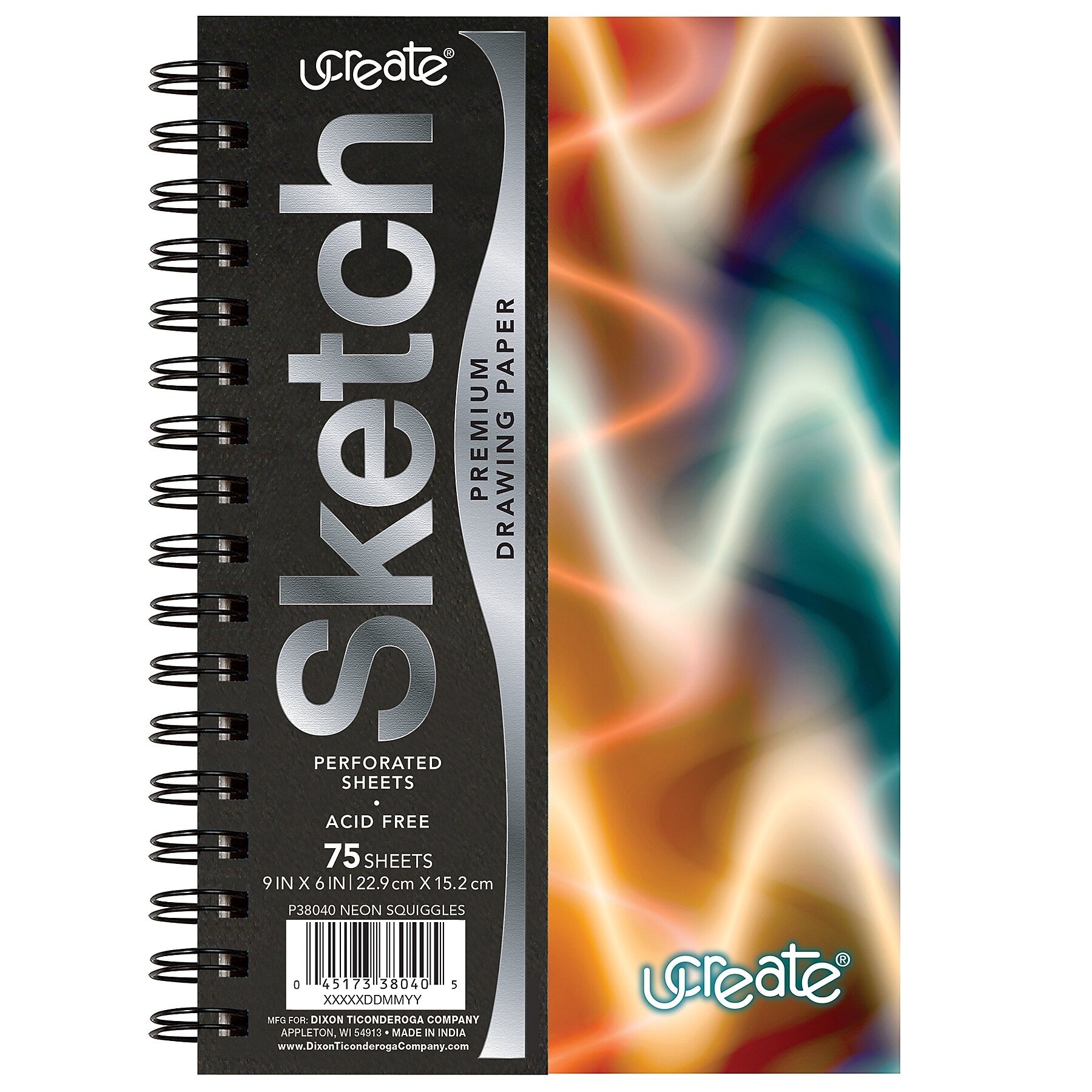 uCreate 6" x 9" Wire Bound Sketch Book, 75 Sheets/Book, 3 Pads/Bundle (PAC38040-3)