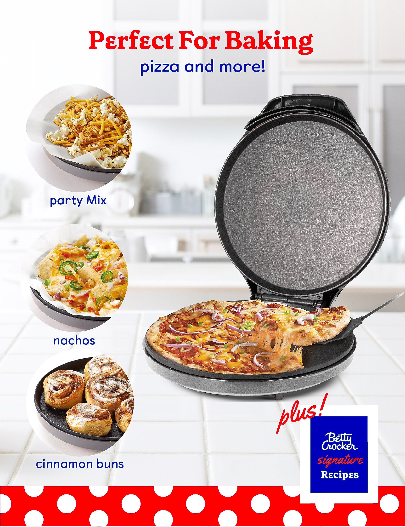 Betty Crocker 8-Inch Travel Size Pizza Maker Plus, Red (BC-4959CR)
