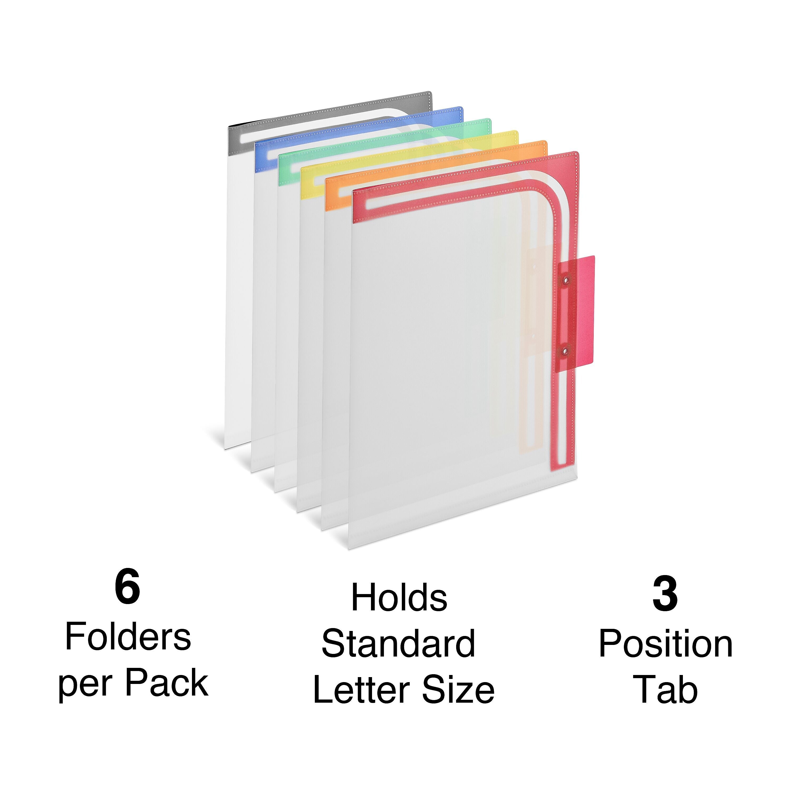 Staples Reinforced File Folder, 1/3 Cut, Letter Size, Assorted Colors, 6/Pack (TR39414)