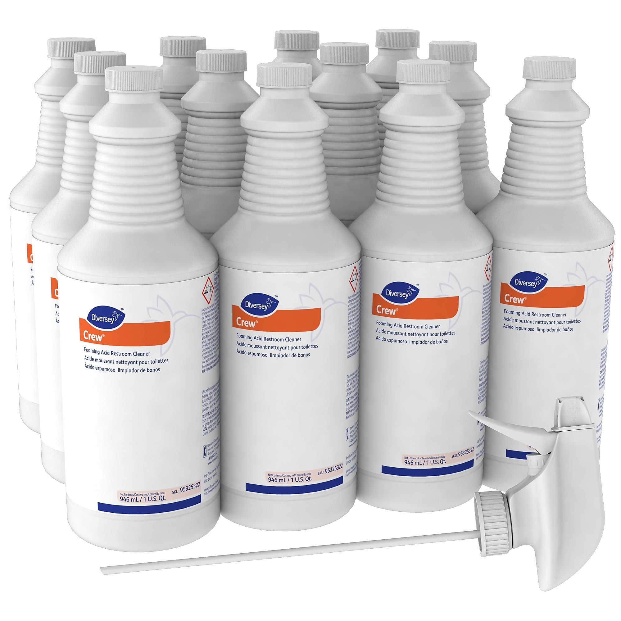 Diversey® Crew® Foaming Acid Restroom Cleaner, Fresh Scent, 32 Oz Spray Bottle, 1/EA