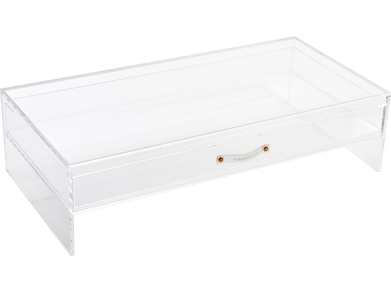 Russell+Hazel Monitor Stand with Drawer, Clear/Gold (98149)