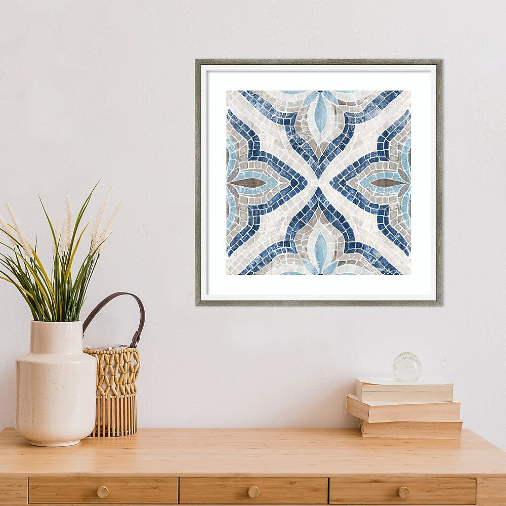 Amanti Art Blue Moroccan Tile by Eva Watts Wood Framed Wall Art Print, 17" x 17" (A42675547098)