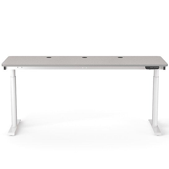 VersaDesk PowerLift 72"W Electric Rectangular Adjustable Standing Desk, Gray/White (PLSDR7224-WG-APP )