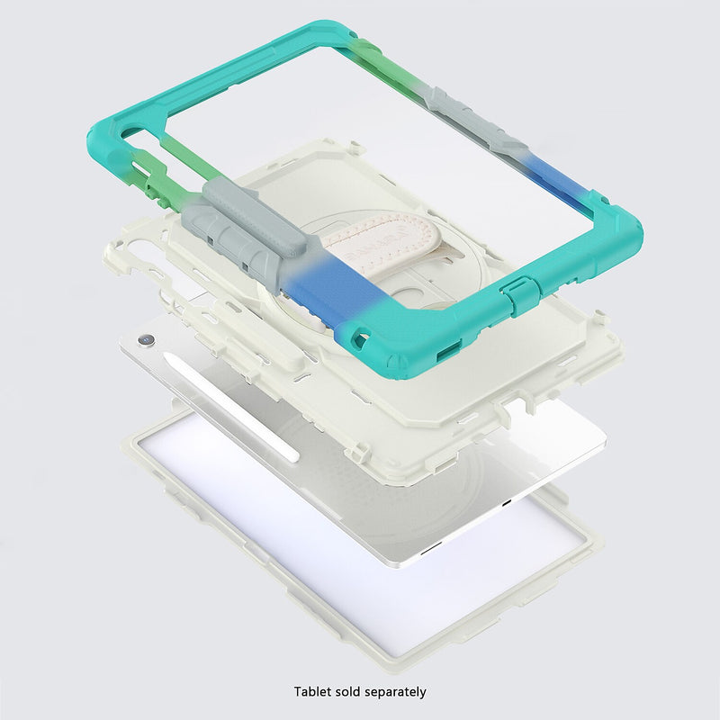 SaharaCase Raider Series TPU 13.1" Heavy Duty Case with Hand Strap for S10 FE+, Iridescent Blue (TB00472)