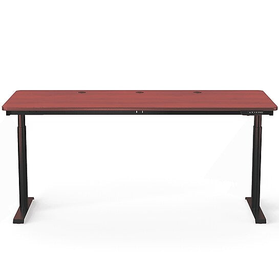 VersaDesk PowerLift 72"W Electric Rectangular Adjustable Standing Desk, Cherry/Black (PLSDR7230-BC-APP)