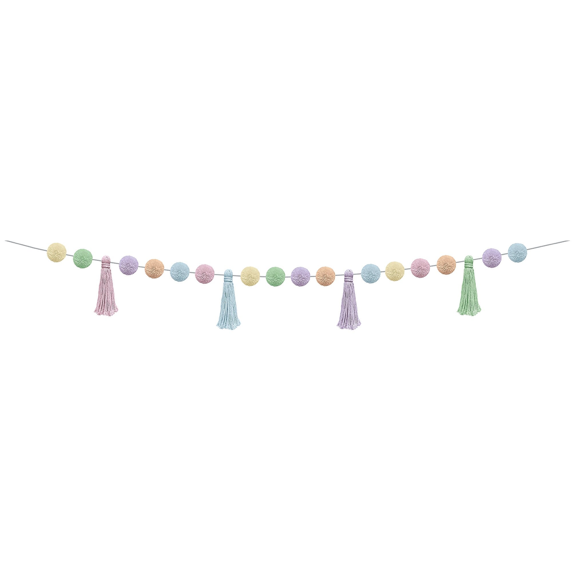 Teacher Created Resources Pom-Poms and Tassels Garland, 5" x 5', Pastel Pop, 3 Packs/Bundle (TCR9207-3)