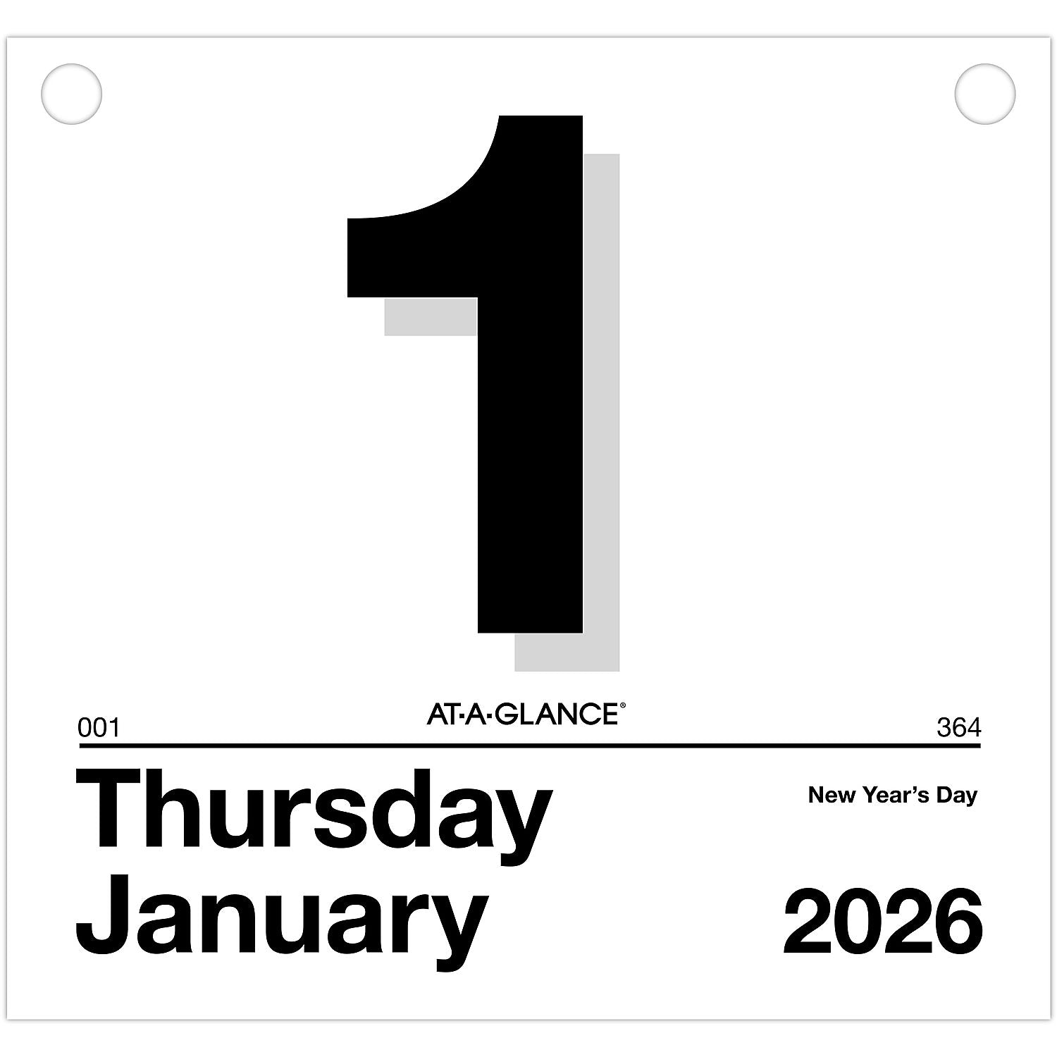 2026 AT-A-GLANCE Today Is 8.5" x 8" Daily Calendar Refill Pages, White/Black (K4-50-26)
