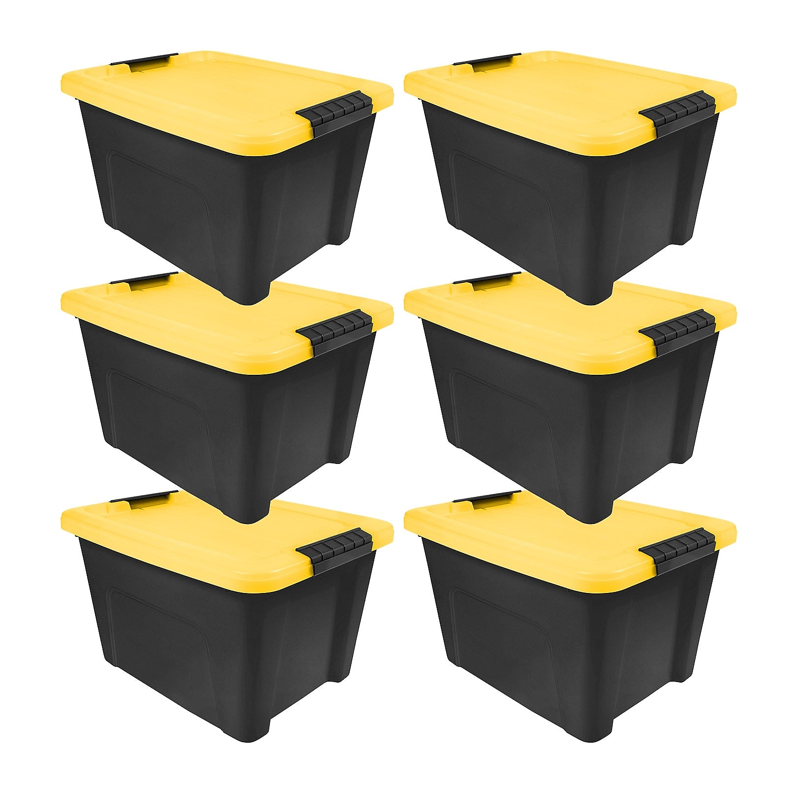 Iris 20 Quart Storage Bin with Latching Lid, Plastic, Black, 6/Pack (500417)