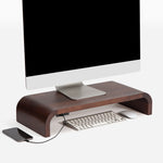 Anji Mountain Mango Wood Monitor Stand with Two USB Ports, Up to 32" Monitor, Walnut (MS-CRV-WAL-P)