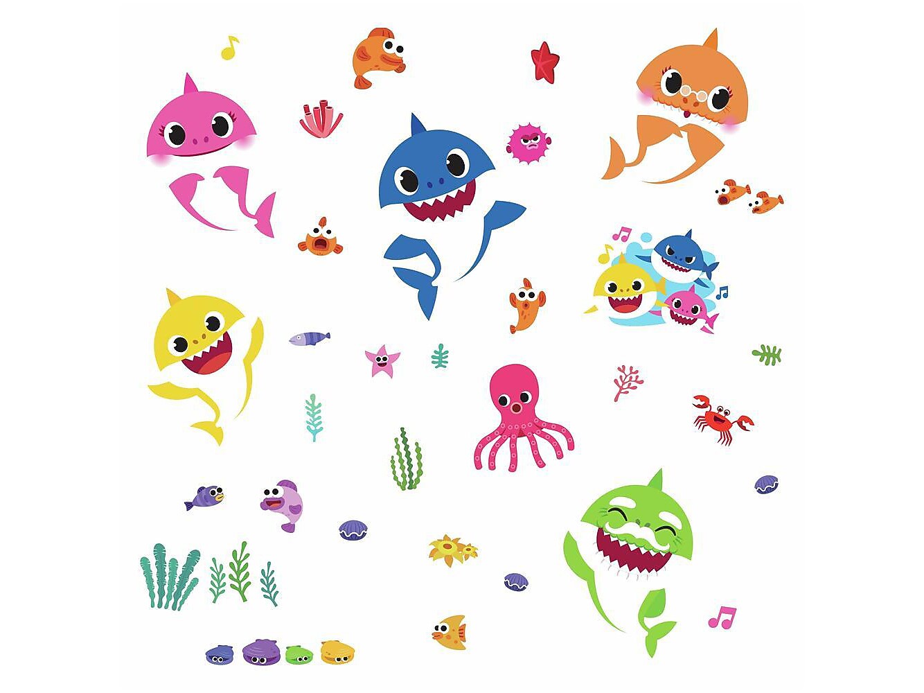 RoomMates Baby Shark Children's Wall Decal Set, Cartoons (RMK4303SCS)