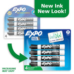 Expo Dry Erase Markers, Chisel Tip, Black, 4/Pack (80661)