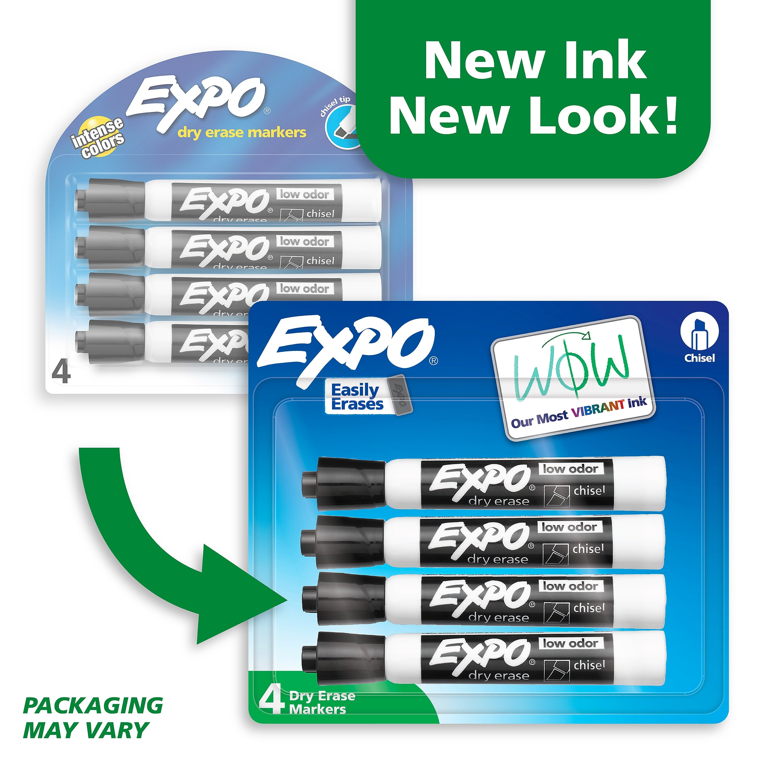 Expo Dry Erase Markers, Chisel Tip, Black, 4/Pack (80661)