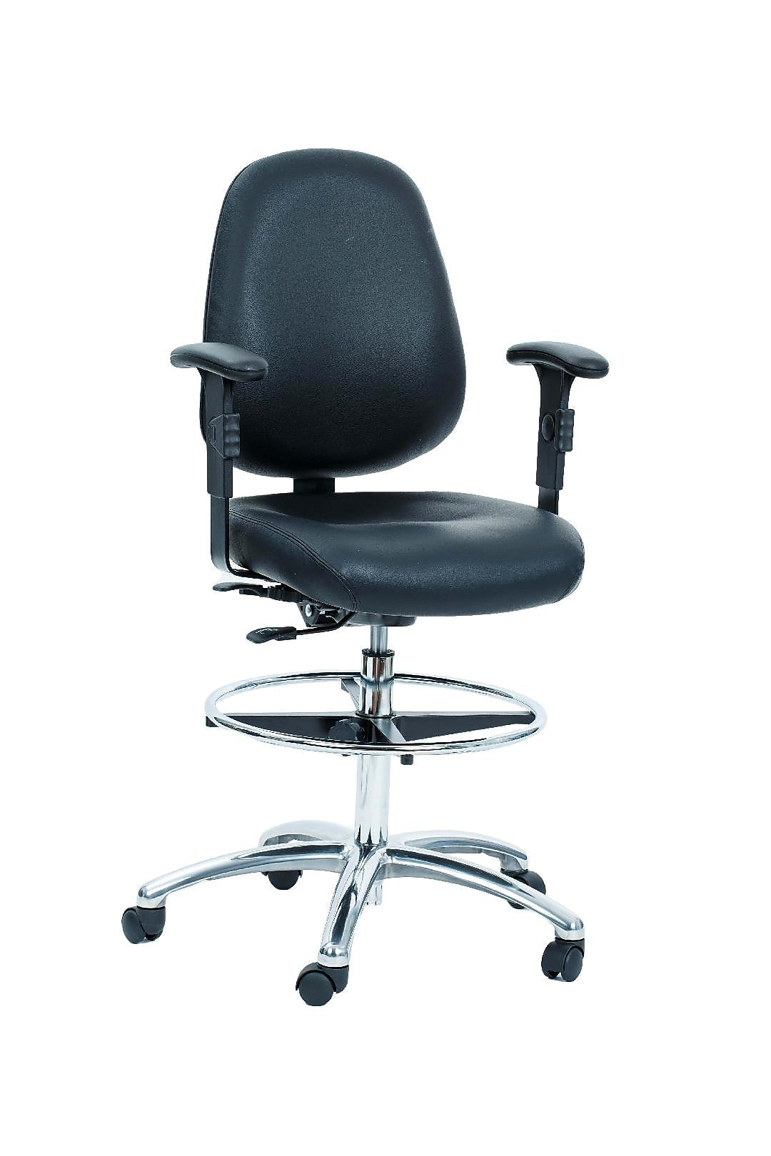 Brandt Industries Vinyl Lab Stool with Backrest and Lumbar Support (13420 Black)