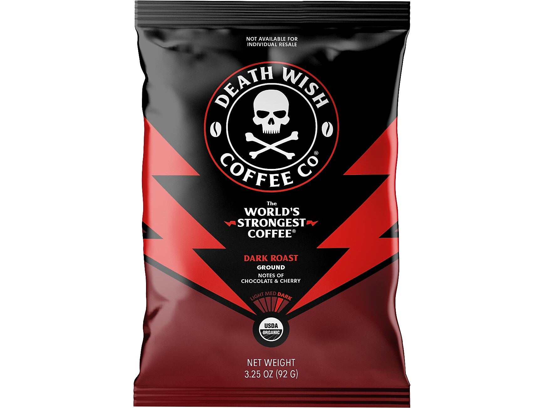 Death Wish Coffee Co. Coffee Frac Pack, Dark Roast, 3.25 oz., 25/Carton (PGDKRS325)