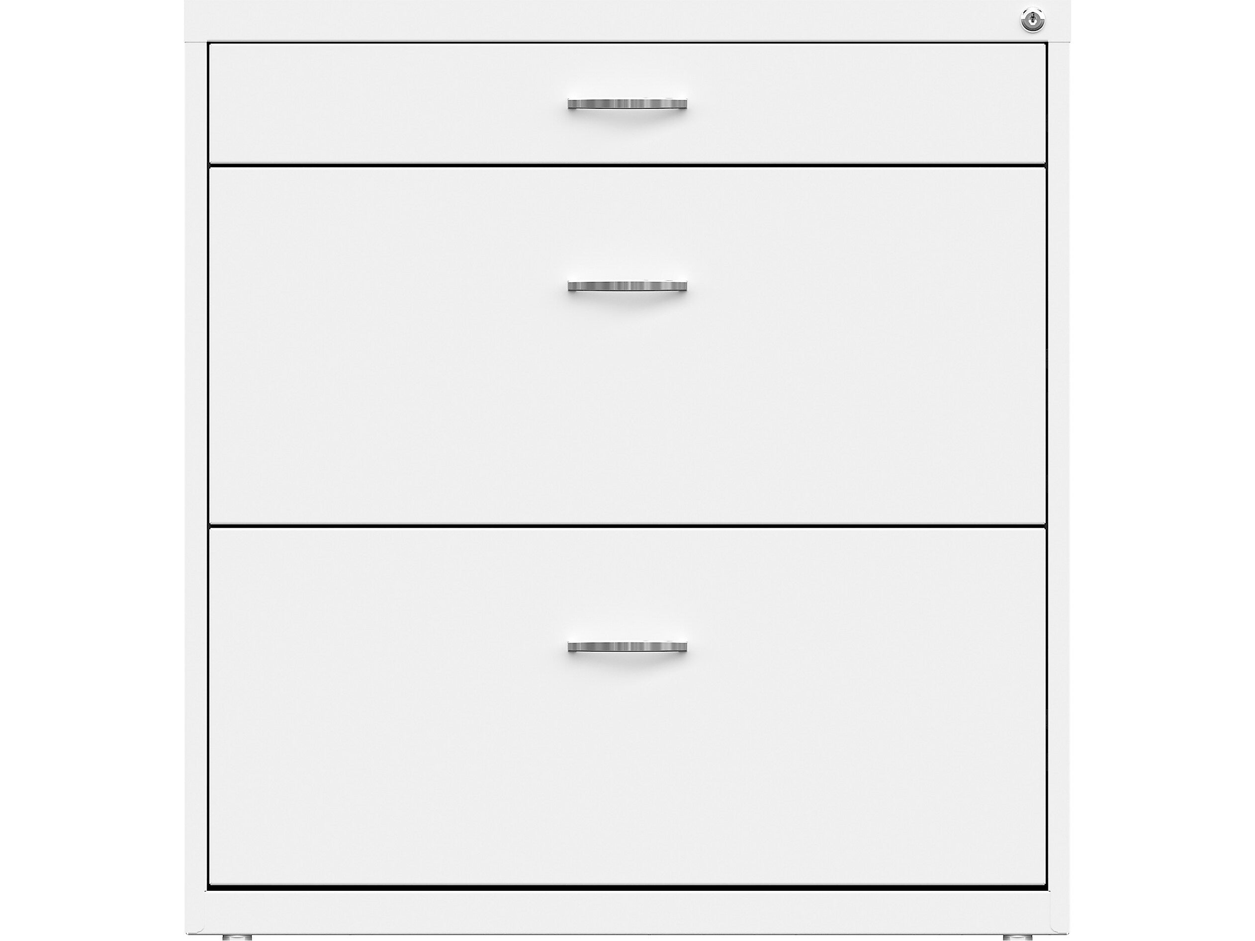 Space Solutions 3-Drawer Lateral File Cabinet, Letter/Legal Size, Lockable, 31.88"H x 30"W x 17.63"D, White (25071)
