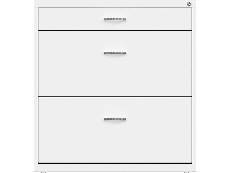 Space Solutions 3-Drawer Lateral File Cabinet, Letter/Legal Size, Lockable, 31.88"H x 30"W x 17.63"D, White (25071)