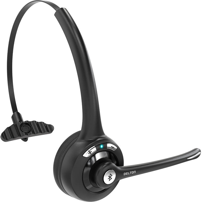 Delton 10X Microphone Wireless Noise-Canceling Bluetooth Mono Trucker Headset, Over-the-Head, Black (DBTHEAD10X)