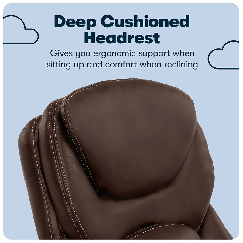 Serta Works Ergonomic Faux Leather Swivel Executive Chair with Back in Motion Technology, Chestnut (44186B)