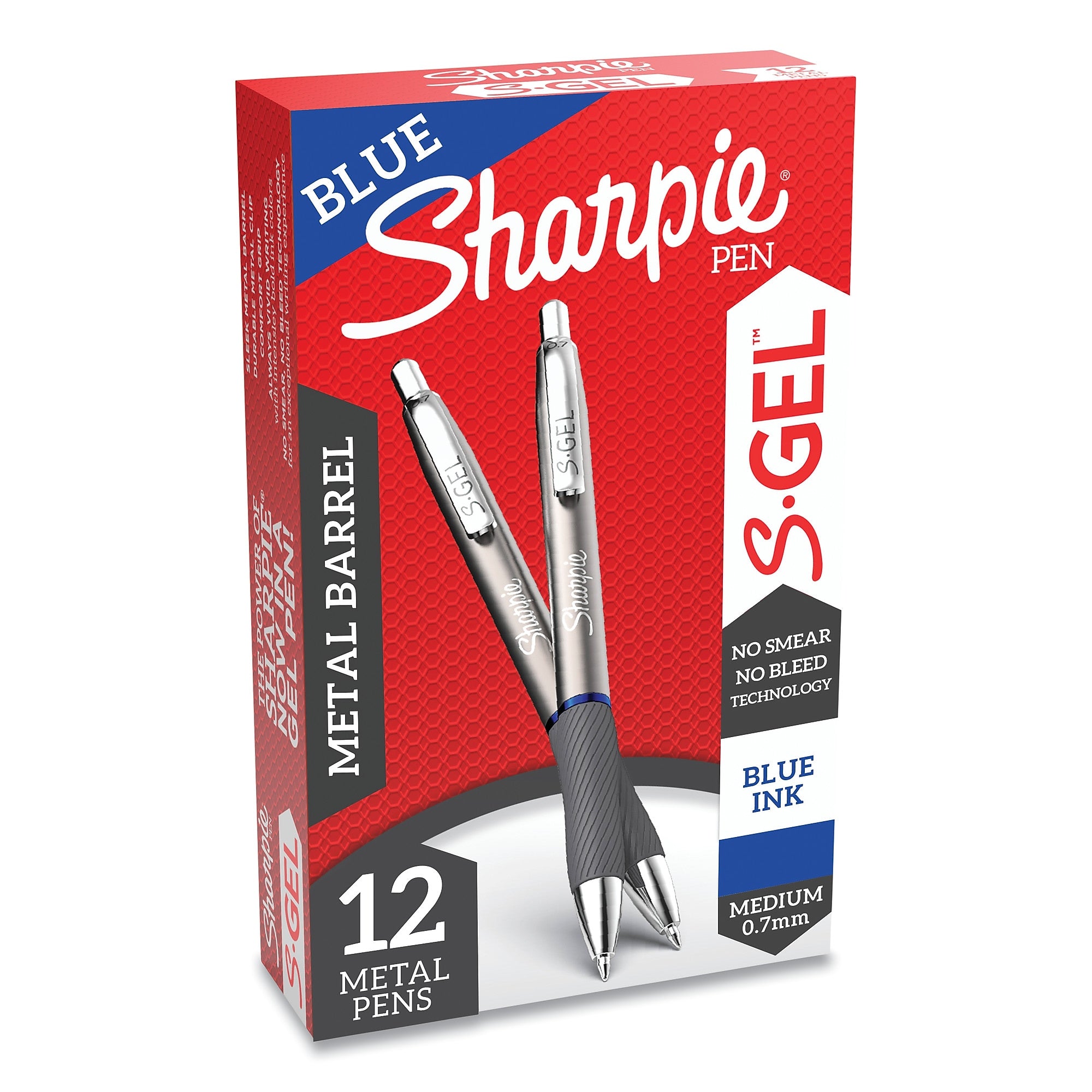 Sharpie S-Gel Retractable Gel Pen, Medium Point, 0.7 mm, Blue Ink, 12/Pack (SAN2147525)