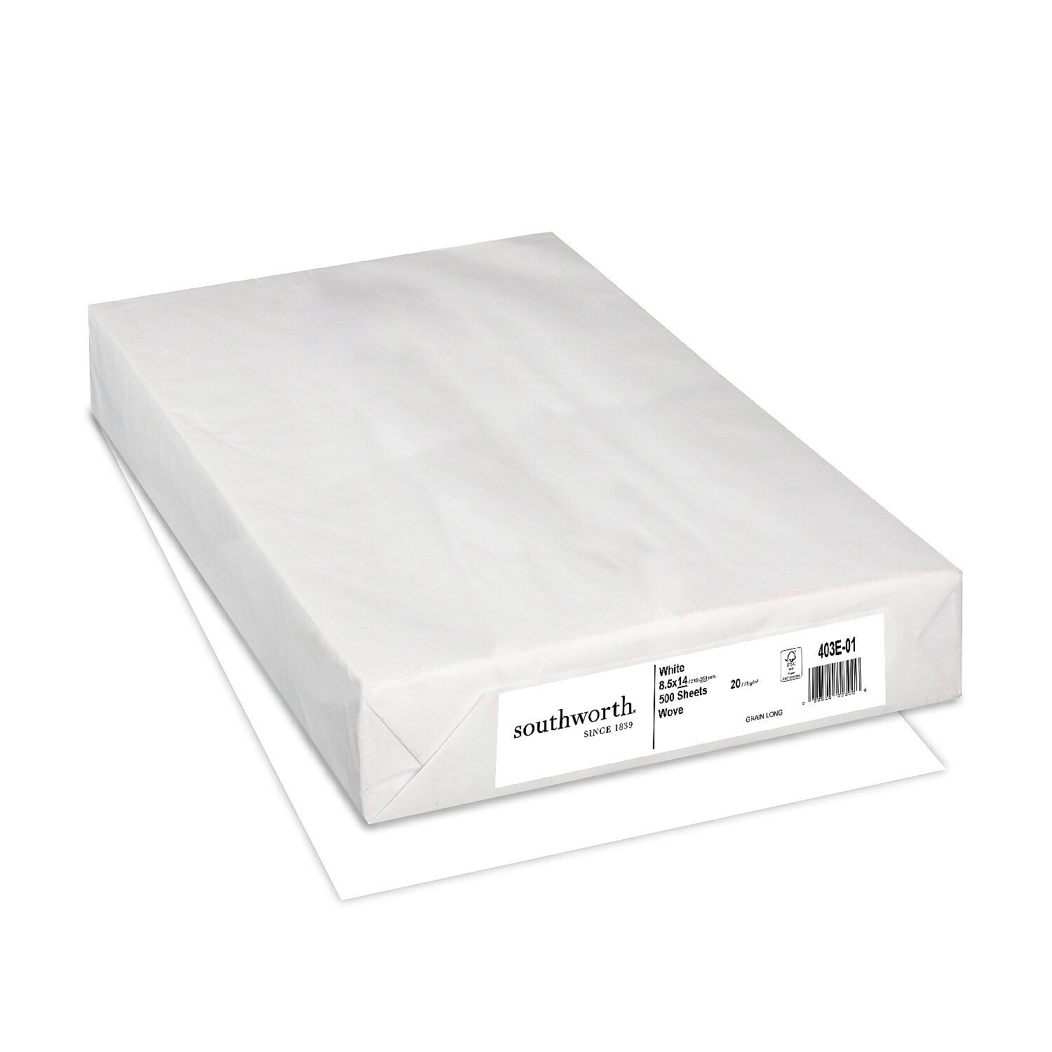 Southworth 8.5" x 14" Business Paper, 20 lbs., White with Wove Finish, 500 Sheets/Ream (403E)