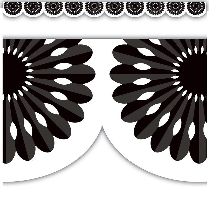 Teacher Created Resources Die-Cut Border Trim, 2.75" x 2.92', Black and White Fiesta, 12/Pack, 6 Packs/Bundle (TCR6107-6)