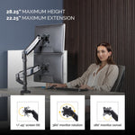 Fellowes Platinum Series Dual Stacking Adjustable Monitor Arm, Up to 27" Monitor, Black (8043401)