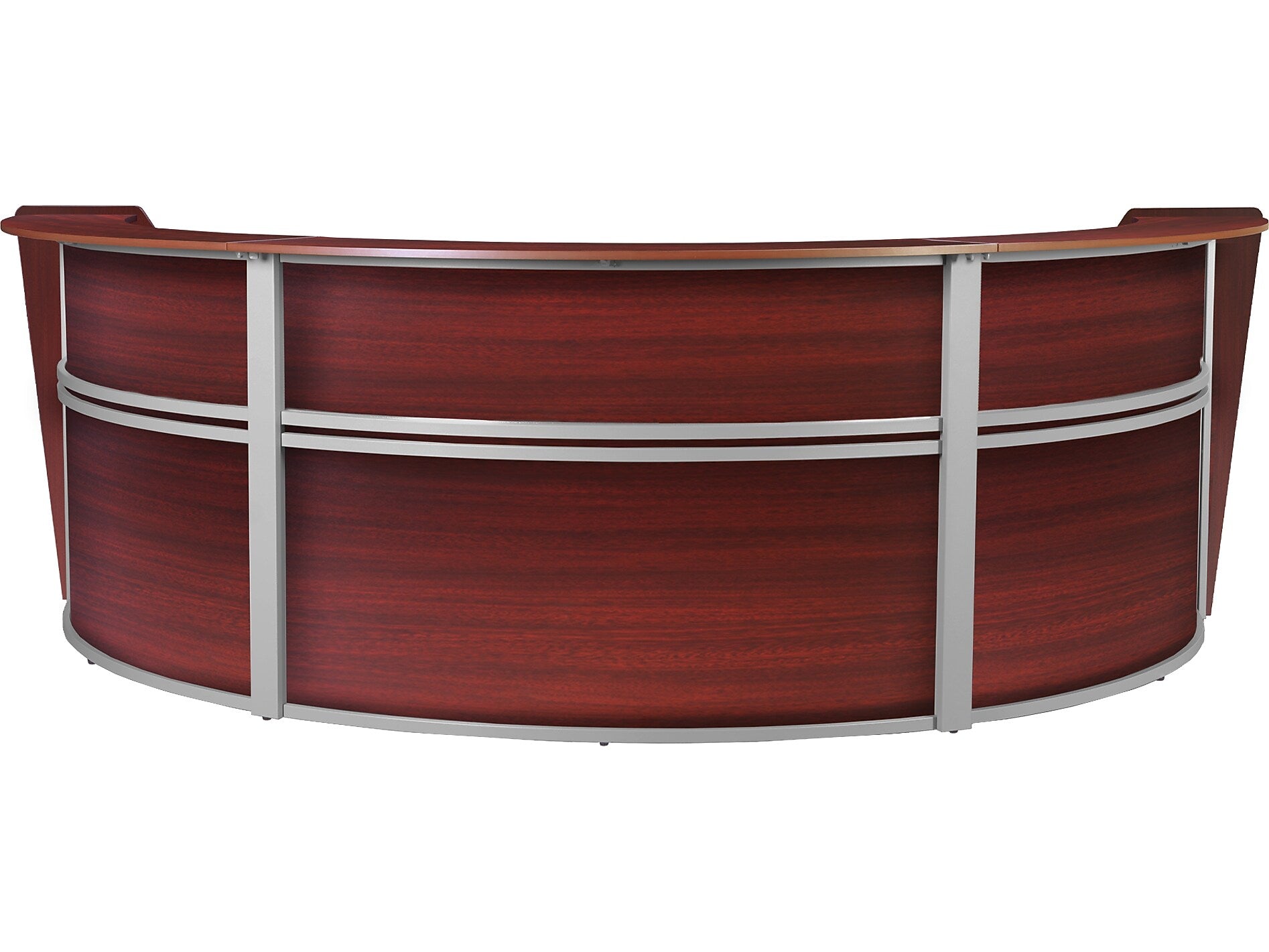 Regency Marque 144"W Curved Reception Desk Workstation, Mahogany (77293MH)