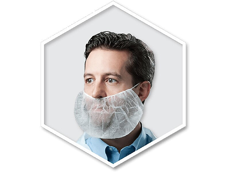 Tronex Spunbonded Beard Cover, One Size, White, 100 Covers/Bag, 10 Bags/Pack (4340W)