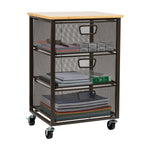 Mind Reader 3-Drawer Rolling Storage Organizer Cart with Wheels, Black (3TMESHC-BLK)
