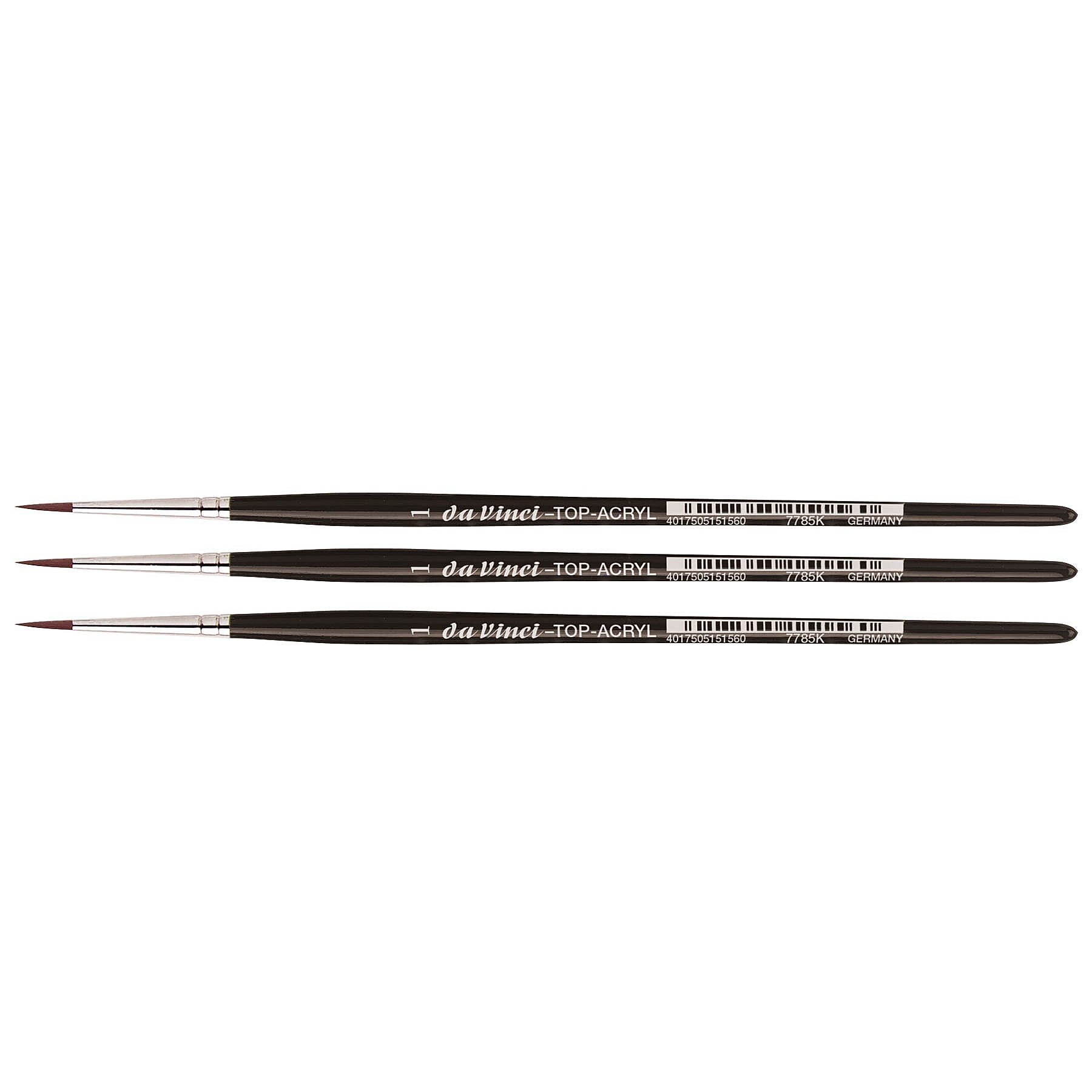 da Vinci TOP-ACRYL Oil and Acrylic Synthetic Bristle Red-Brown Round Brush, 3 Brushes/Pack (DVXVA7785K1-3)