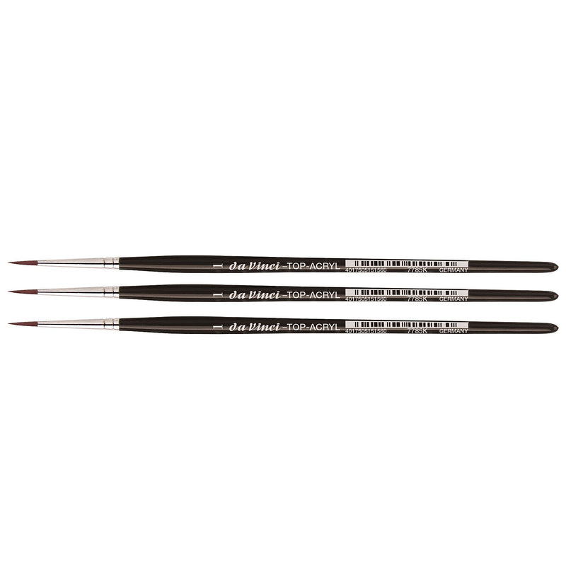da Vinci TOP-ACRYL Oil and Acrylic Synthetic Bristle Red-Brown Round Brush, 3 Brushes/Pack (DVXVA7785K1-3)