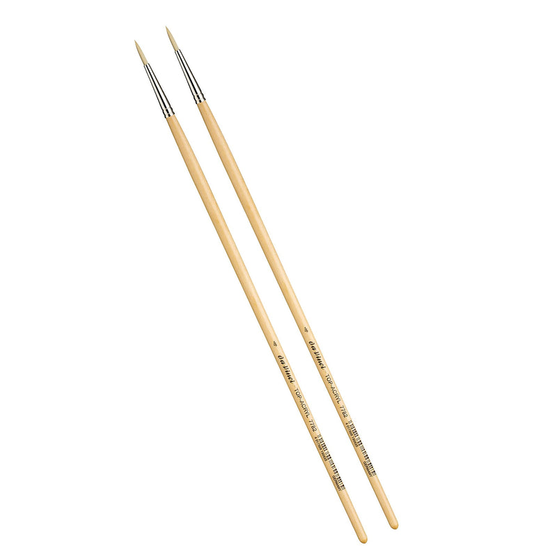 da Vinci TOP-ACRYL Oil and Acrylic Synthetic Bristle White Round Brush, 2 Brushes/Pack (DVXVA77824-2)