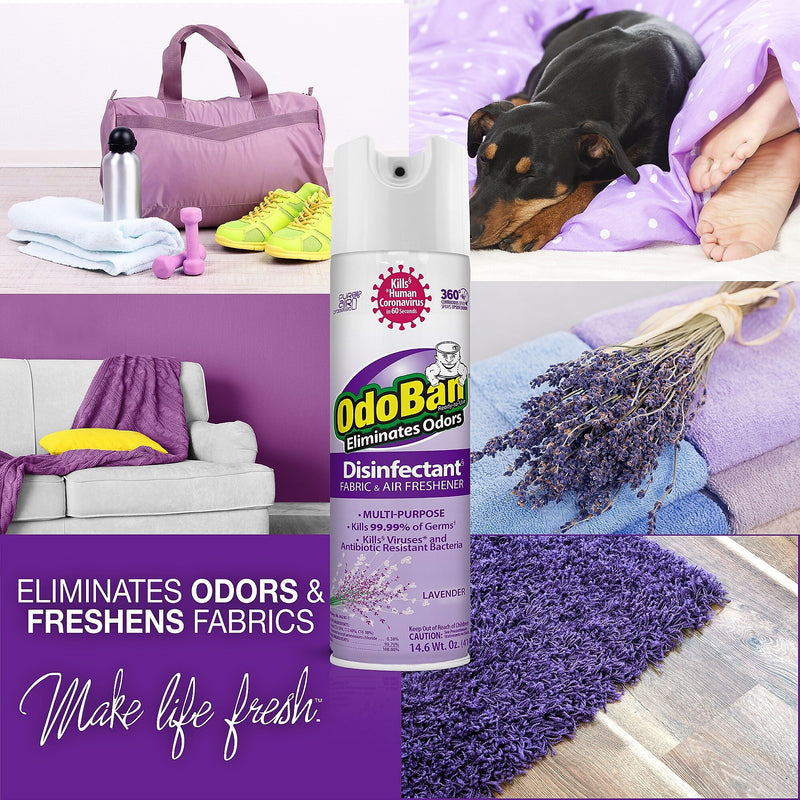OdoBan Ready to Use Disinfectant Air Freshener & Deodorizer Spray, 14.6 oz., Lavender Scent (910101-14A)